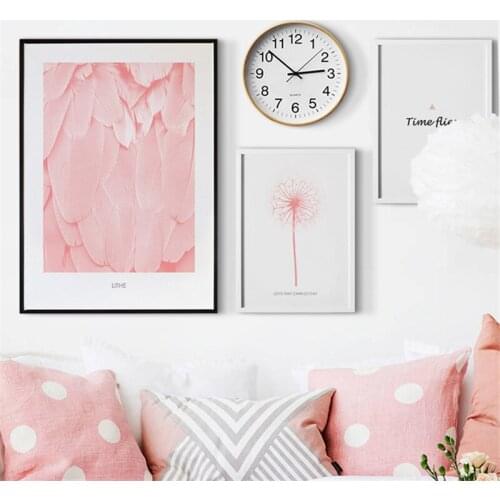 Nordic Canvas Painting Wall Art Home Decor Pink Dandelion Flowers Fashion Poster Print Bedroom Office Hotel Home Decor