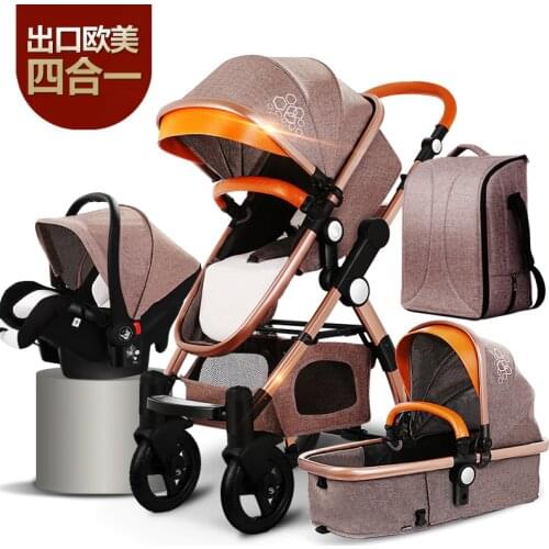 High landscape 3 in 1Baby Stroller Golden baby newborn Portable Folding Stroller 2 in 1 Luxury Carriage EU US free ship no tax