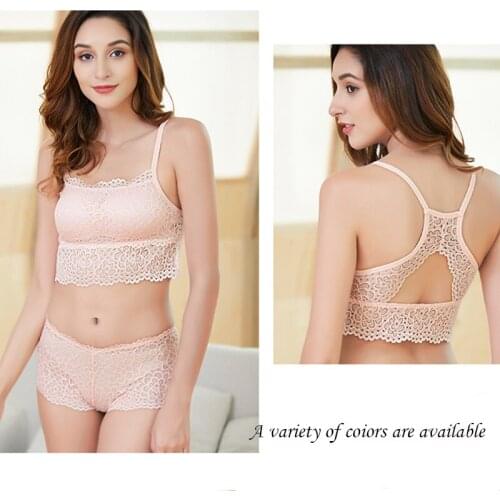 Beauty Back Bra Set Sexy Lingerie Women Underwear Embroidery Lace Lenceria Transparent Bra and Panty Sets Push Up Langerie