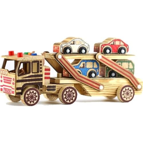 Kids Mini Wooden Cars Truck Model Toy Home Decoration Accessories For Living Room Wooden Car Model Desk Kids Toys Gifts For Boys