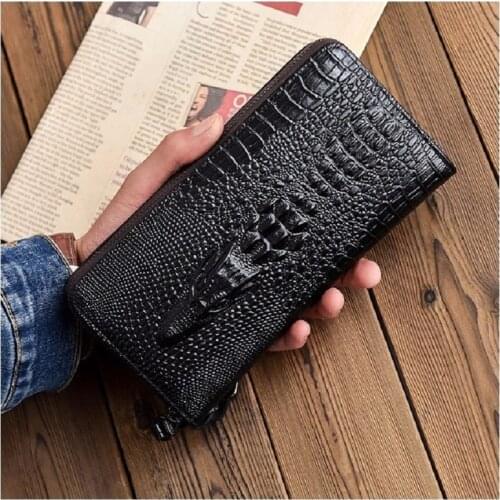 Fashion Mens handbag Alligator Adult Wallet Crocodile Pattern Moneybag Single Handle Purse Bag PU Hard Gift Animal Print