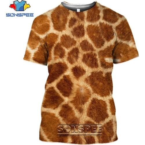 SONSPEE Animals Tiger Snake Elephant Zebra Deer Skin Mens T-Shirts Casual Harajuku Streetwear 3D Print Unisex Tees Tops Shirt