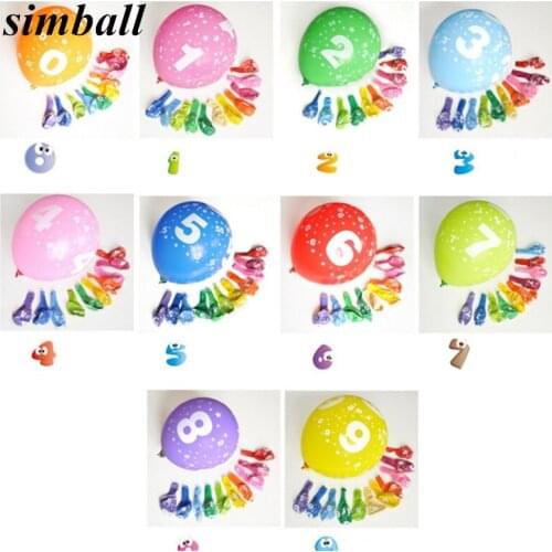 100pcs 12inch 0-9 Number Latex Balloons Inflatable Printing Digital Air Balls Wedding Decoration Happy Birthday Party Supplies