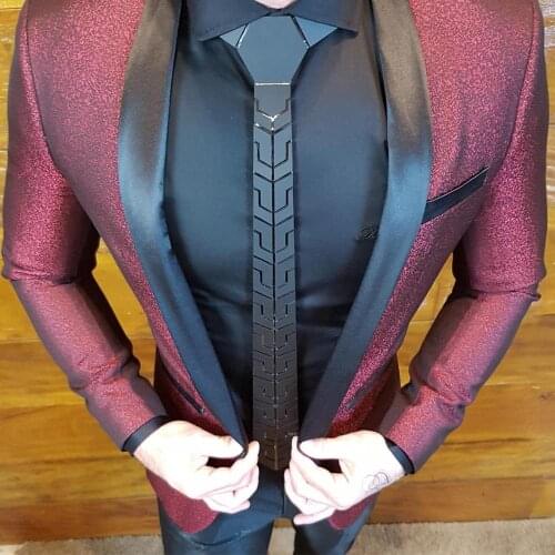 New Arrival Black Matte Plexiglass Acrylic Fashion Plaid Necktie Slim Men Women All Matched Accessory Wedding Business Party