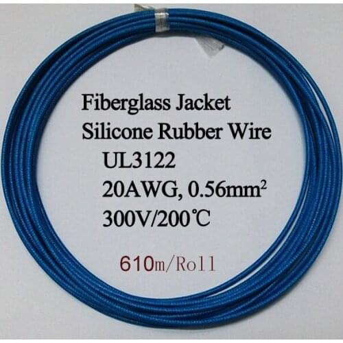 UL3122 20AWG Braid Silicone Rubber Wire, 0.56 mm2 Flexible 300V 200 Deg C Heatproof, Tinned Copper Cookingware Machine Use