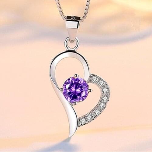 Genuine 925 Sterling Silver Natural 1.5carat Amethyst Jewelry Pendant 45 Cm Neckalce Pendant Bijoux Femme Collares Mujer Women