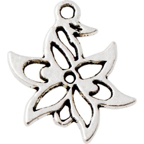 Lucky Flower Charm Beads 50pcs Zinc Alloy Pendants L312 15x20.3mm Jewelry DIY