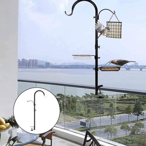 Deck Hook Bird Feeder Pole Bird Bath Feeding Station Kit, Feeder Porch Multi Hook Birds Feeder Railing Hanging Kit