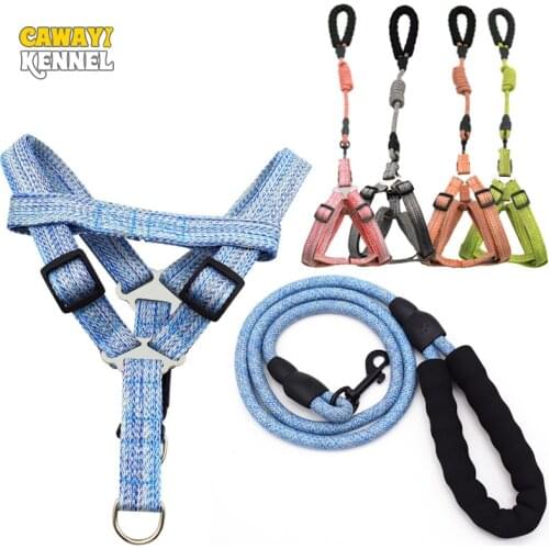 CAWAYI KENNEL Pet Harness + Leash Set Training Walking Leads for Small Cats Dogs Floral Print Harness Collar Adjust Leashes Set