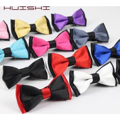 HUISHI Sale Soft Kids Bowtie Classic Solid Candy Bow Tie Necktie For Boy Girl Wedding Party Fashion Adjustable Baby Bow Tie Blue