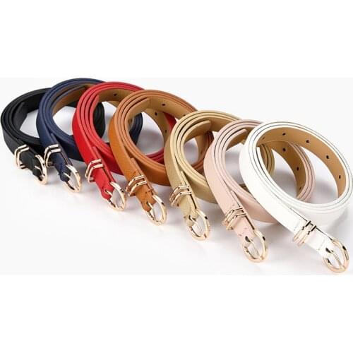 Women Faux Leather Belts Black Color Thin Skinny Waistband Adjustable Belt Women Dress Strap cinturon mujer cinto feminino