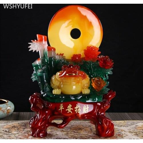 Retro Resin Lucky Fortune Ornaments Living Room TV Cabinet Sculpture Decor Housewarming Auspicious Gifts Crafts Home Decoration