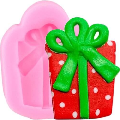 Christmas Present Gift Silicone Mold DIY Cupcake Topper Fondant Cake Decorating Tools Candy Resin Clay Chocolate Gumpaste Moulds