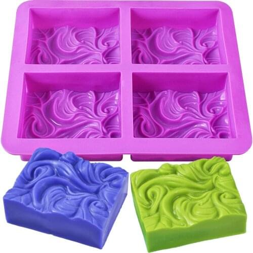 Silicone Soap Molds, 4-Cavities DIY Handmade Soap Mold with Vivid Wave Pattern for Milk Soap