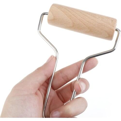 1PCS Stainless Steel Handle Wood Clay Roller Pottery Rolling Pin Modelling Tool Carving Clay Sculpture Ceramics Tools