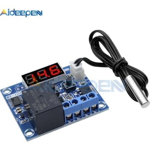 WX-101W LED Digital Thermostat Temperature Control Switch Board Module Temperature Controller Waterproof Sensor 1 Channel Relay