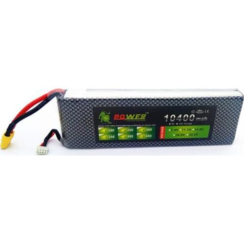 Ultra-high Capacity Lion Power 3S 11.1V 10400mAh 10000mAh Lipo Battery 30c to 40c T/XT60 Plug For Boat Car Quodcopter Parts