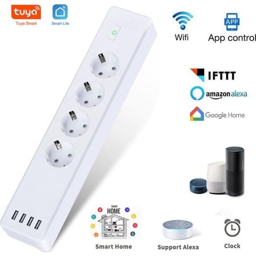 Tuya Smart Socket WiFi Intelligent Socket Switch With USB Outlets Smart Life APP Control Work With Google Assistant