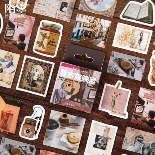 Vintage Sticker Scrapbooking Screening Room Series Adhesive Paper Seal Creative DIY Journal Decorative Adhesive Label Supplies