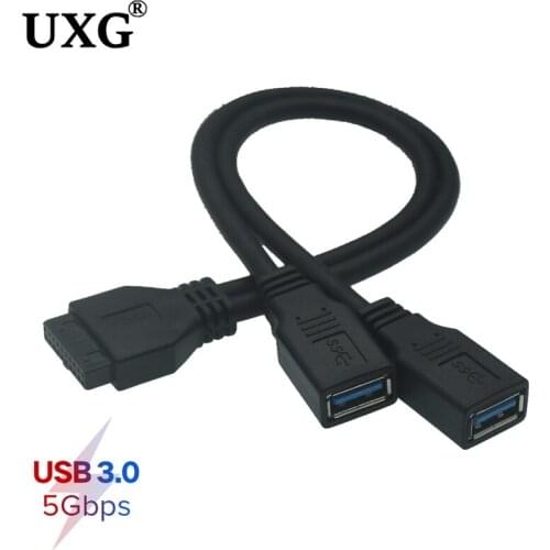 High Quality Dual 2 Ports USB 3.0 Female to Motherboard 20pin Header Male Connector Cable Mainboard Adapter for PC Computer Case