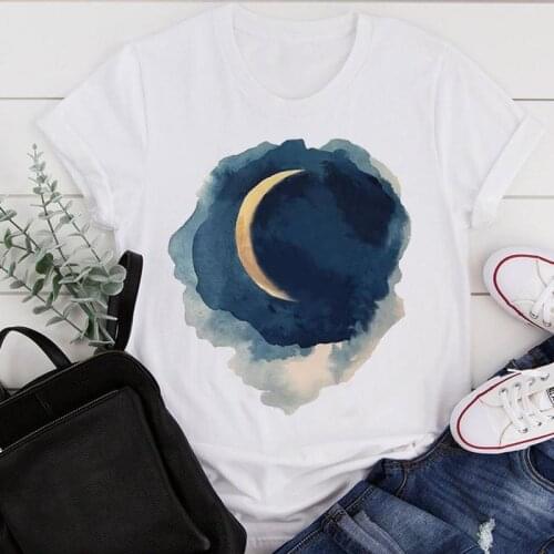 Women Clothes Cartoon Watercolor Printing Peace New Summer Print Fashion Tshirt Female Short Sleeve Tee Top Graphic T-shirt