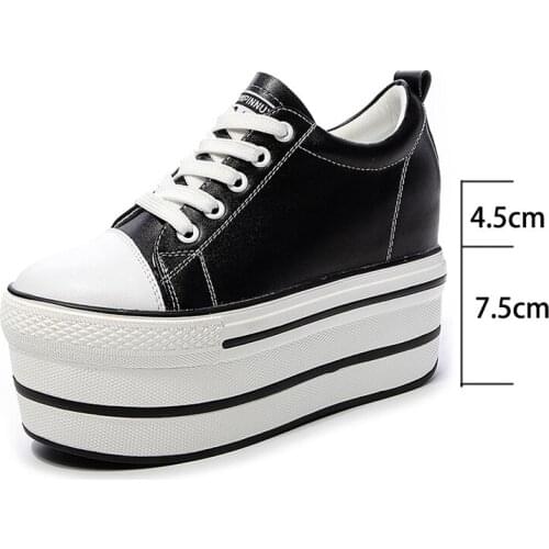 Krasovki Womens Flat Shoes Autumn Platform Heel Shoes Thick Inner Height Increase High Round Toe Fashion Breathable Women Shoes
