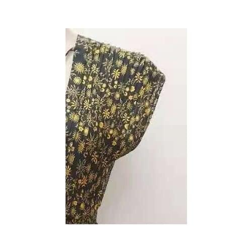 2021 Spring and Summer New Womens Sleeveless V-neck Halter Lace-up Printed Dress