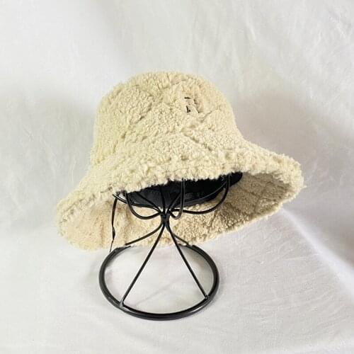 Winter Leopard Print Faux Fur Letter Brand Plush Bucket Hats For Women Outdoor Warm Hat Soft Velvet Fisherman Cap Lady Fashion