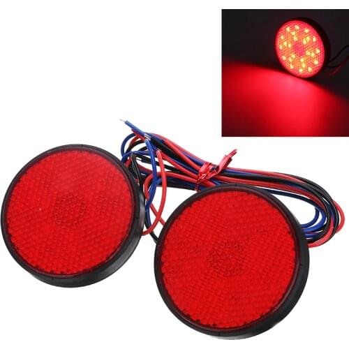 1Pair Red 12V 24LED Motorcycle Round Reflector Tail Brake Turn Signal Light Lamp For ATV Off-road Scooter