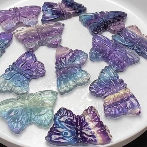 1PC Natural Crystal Fluorite butterfly Ornaments Quartz Mineral Jewelry Modern Home Decoration Stone Crafts Holiday Gift