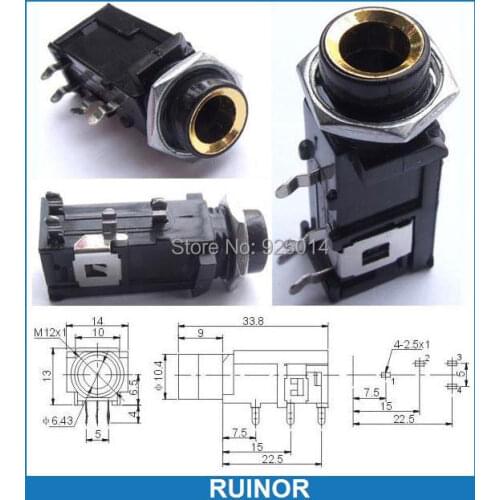 10PCS Gold mouth 1/4" 6.35mm Stereo Socket / Nut for DJ Headphones PA Amplifier