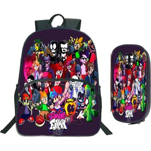 2 Pcs/Set Friday Night Funkin Backpack 3D Print Schoolbags Hot Game Pencil Case Anime School Bag Teens Laptop Backpack Book Bags