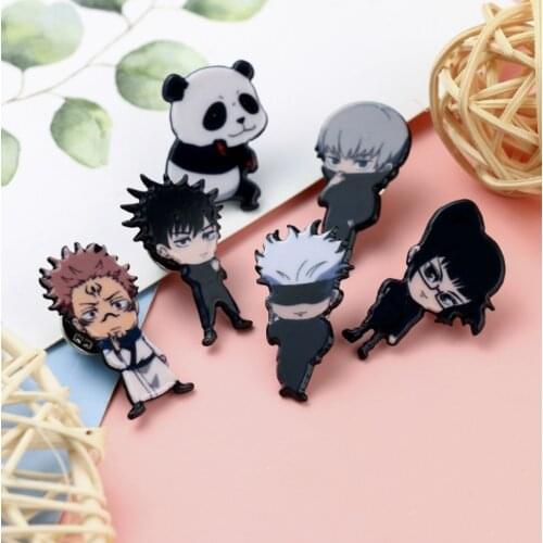 20/Lot Jujutsu Kaisen Inumaki Toge Yuji Itadori Nobara Kugisaki Fushiguro Megumi Kento Panda 3.5CM Brooch Badge For Lapel Toy