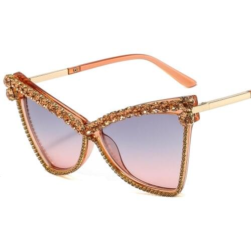 2020 Oversized Vintage Cat Eye Sunglasses women Luxury Rhinestone Shades Fashionable Sun Glasses men oculus