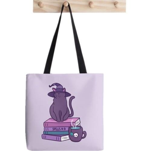 2021 Shopper cat Printed Tote Bag women Harajuku shopper handbag girl Shoulder shopping bag Lady Canvas Bag