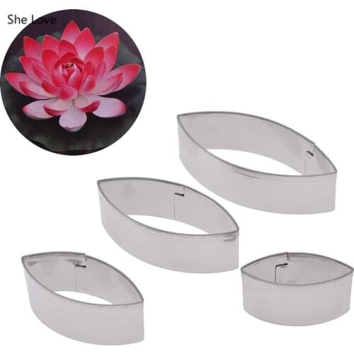 Chzimade 4Pcs/Set Stainless Steel Cutter Mould Water Lily Lotus Petal Cutting Mold Clay Tools