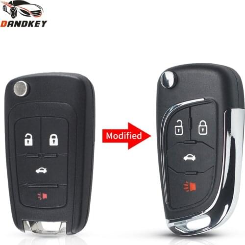 Dandkey Modified Flip Folding HU100 Blade Remote Car Key Case Shell For Chevrolet Cruze Epica Lova Camaro Impala 4 Buttons
