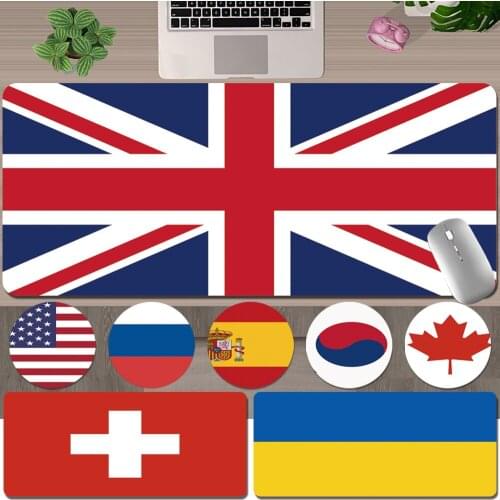 Gamer Mouse Pad Large Desk Pad Mousepad PU Leather Countries Flag Pattern Series Anti-slip Computer Office Desk Accessories