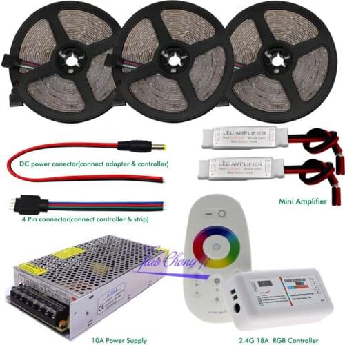 5M 10M 15M 20M 30M DC12V Led Strip 5050 SMD Led Flexible Light 60led/m + 2.4G RF Remote controller + Power adapter + Amplifier
