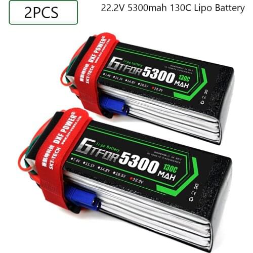 GTFDR 6S 22.2V 5300mah 130C-260C Lipo Battery 6S XT60 T Deans XT90 EC5 50C For Racing FPV Drone Airplanes Off-Road Car Boats