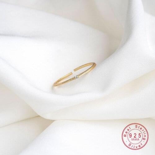 HI MAN 925 Sterling Silver Japanese Simple Zircon Adjustable Ring Women Wild Jewelry