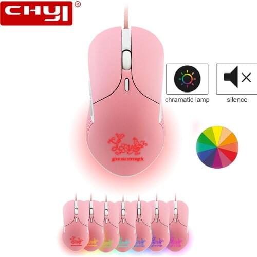 CHYI Colorful RGB Backlit Gaming Gamer Mouse Ergonomic Usb Optical Silent Computer Mause Wired Pink Game Mice For PC Mac Laptop