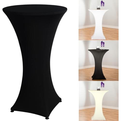 High Quality Cocktail Table Cover Spandex Lycra Wedding Party Table Covers Cloth Event Supplies White Black Round Tablecloth