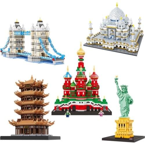 City Compatible Architecture Mini Building Blocks World Famous Architectural Model Statue Liberty Collection Toys Baby Kid Gifts