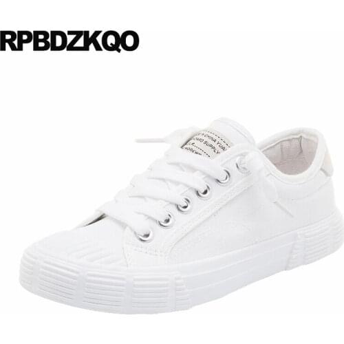 Red trainers designer lace up high quality breathable women white canvas shoes shallow thick sole sneakers flats beautiful drop