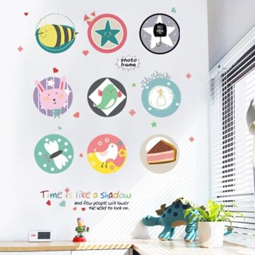 Colorful Round Circle with Cartoon Animals Pattern Wall Stickers Kids Room Nursery Wall Decor Paper Art Mural Cabinet Decals
