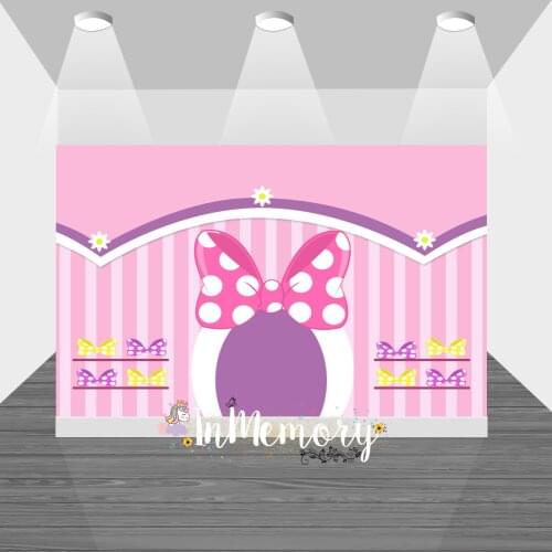 Cute Shop Pink Backdrop Happy Birthday Girl Baby Shower Party Decoration Photography Bow Princess Banner Photo Background