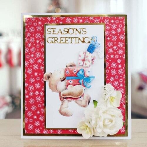 Cute Christmas Teddy Metal Cutting Dies Stencil for DIY Scrapbooking Photo Album Embossing Paper Cards Making Decorative Crafts