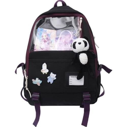 Fashion Oxford Backpack Cute Young Girl School Bag Kawaii Panda Doll Book Bags For Teenage Girls 2021 Trendy Simple Daily Pack