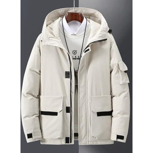 Mens White Duck Down Jacket Warm Hooded Thick Puffer Jacket Coat Male Casual High Quality Overcoat Thermal 2021 Winter